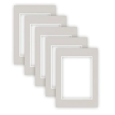 Imagen de nielsen Conservation Passepartout cartón 2,2 mm, juego de 5, tamaño exterior 29,7x42 cm para imagen 21x29,7 cm, gris guijarro con estructura