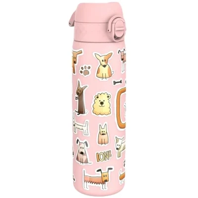 Imagen de ION8 Botella Agua Inox Ligero, 600ml, Sin Aislamiento, a Prueba de Fugas, Fácil Abrir, Aptas para Lavavajillas, Cerradura Segura, Limpiar, Diseño en Relieve, Perros