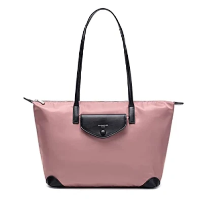 Imagen de David Jones Bolso Tote Nylon Mujer Shopper Nailon Impermeable de Mano Plegable Hombro Bandolera Gran Capacidad Totalizador Shopping Bag Viaje Playa Comprar Moda Rosa