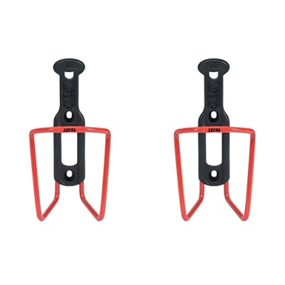 Imagen de ZEFAL Pack ALU Plast 124 de Dos portabidones Portabidón Bicicleta Aluminio para Todo Tipo Bicicletas Ligero y Resistente Rojo