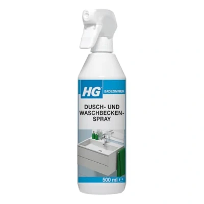 Imagen de HG Limpiador de baño diario en aerosol para uso ducha y lavabo, adecuado cabinas plástico, paredes baldosas, mármol piedra natural, 2 x 500 ml