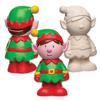 Imagen de Baker Ross Huchas de Cerámica en Forma Duende Navidad (Pack 2) Para Manualidades y Decoraciones Navideñas Infantiles