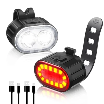 Imagen de Blendura Luces Bicicleta Delantera y Trasera, USB Recargable Luz Trasera IPX4 Impermeable Bicicleta, 4+6 Modos para Bicicletas Adecuada de Carretera/Montaña
