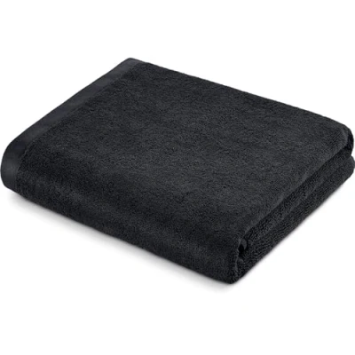 Imagen de herzbach home Deep Black Collection Toalla de sauna extralarga 80 x 200 cm, 100% algodón, suave y absorbente, color: negro