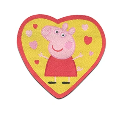 Imagen de Peppa Pig &#039;Corazon&#039; Parches termoadhesivos bordados aplique para ropa, tamaño: 5,5 x 5,7 cm