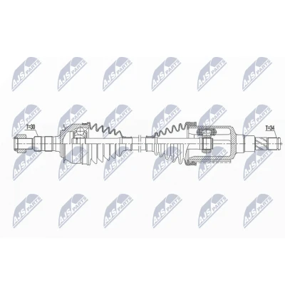 Imagen de NTY NPW DW 037 Árbol de transmisión Eje delantero, izquierda 640 86