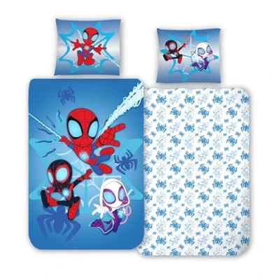 Imagen de Spidey &amp; Friends Juego de ropa cama (franela, 135 x 200 cm, franela suave, para invierno, 1 funda almohada 80 nórdica 100% algodón (Spidey)