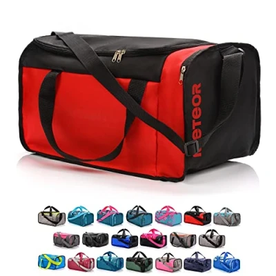 Imagen de Bolsa de Deporte Gimnasio Fitness Viaje Vacaciones Deportiva Bolso Universal con Bandolera plegada Ideal para jóvenes y Adultos, Hombre Mujer 20L 40L (Rojo/Negro, 40 L)