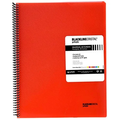 Imagen de Grafoplás 39834251 Carpeta Polipropileno con 40 Fundas, A4, Roja, Maxiplás Blackline Cristal