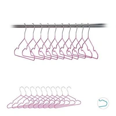 Imagen de Relaxdays Pack de 20 Perchas Bebé Antideslizantes, Metal, Rosa, 30 cm