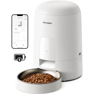 Imagen de PETLIBRO Comedero automático para gatos con batería, inalámbrico 2,4 G, WiFi, alimentación inteligente gatos, batería recargable 30 días de duración la control por aplicación,