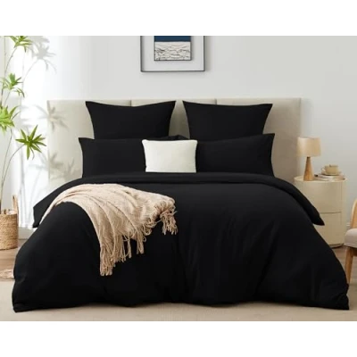 Imagen de WAVVE Funda Nórdica 220x240 cm 1pc con Almohada 65x65 2pcs, Negro