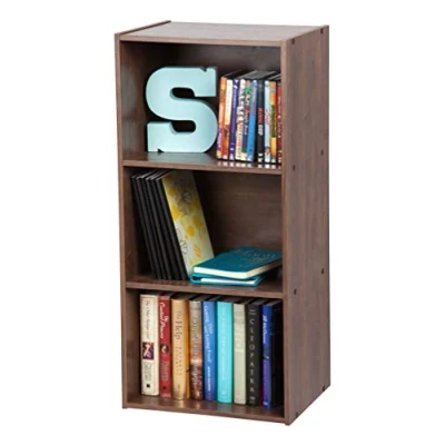 Imagen de Iris Ohyama Estantería Moderna de Madera 3 Niveles, 40cm Ancho, Marrón Exposición, Modular, Almacenamiento, para Sala Estar, Habitación, Oficina, Espacio Ahorrado, Librería, Montaje Fácil,