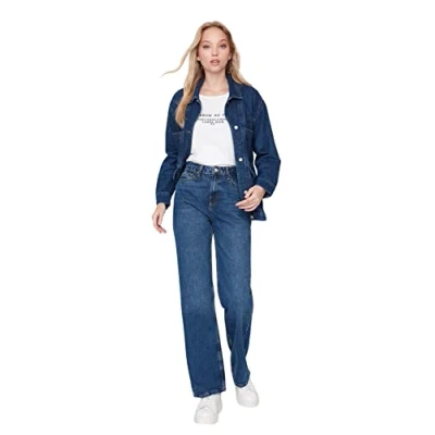 Imagen de Trendyol Woman 90&#039;s Wide Leg Jeans, Azul, 66 para Mujer