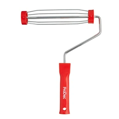 Imagen de ProDec PRFR005 Marco de rodillo pintura profesional con mango plástico jaula antideslizante 5 alambres y ajuste a presión para poste extensión, 9 x 1.75 pulgadas