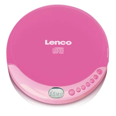 Imagen de Lenco CD 011PK Reproductor de portátil con función carga batería Pantalla LCD Diskman walkman auriculares y cable micro USB Rosa