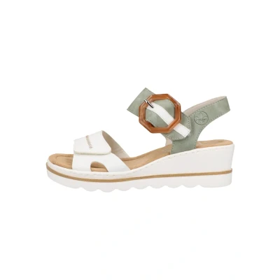 Imagen de Rieker Mujer Sandalias 67476, señora Sandalias,Zapatos de Verano,Sandalias Verano,cómodas,Planas,Verde (grün Kombi / 81),40 EU 6.5 UK