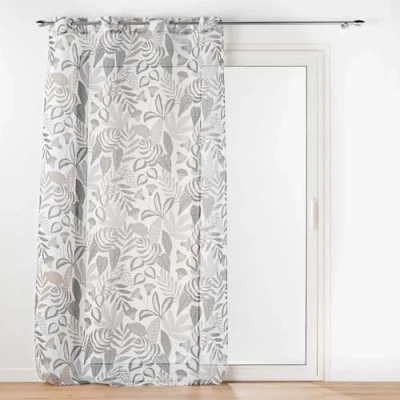 Imagen de Douceur d&#039;Intérieur Tilda Visillo con Ojales (140 x 280 cm) Blanco, Velo sablé Estampado