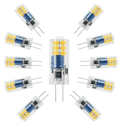 Imagen de ZHIYUE G4 Bombillas LED 2W AC220 240V No regulable Reemplazo de bombilla halógena 20 W, 360 grados Bi Pin Base JC Tipo candelabros sala estar, lámparas pared,cocina (paquete 10)