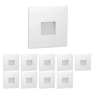 Imagen de ledscom.de 10 LED luz de escalera/luz pared empotrada FOW para interior y exterior, downlight, angular, 85 x 85mm, blanco frío