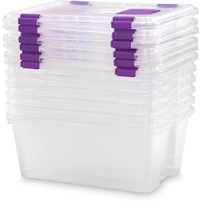 Imagen de COM FORT HOUSE Caja de Almacenaje Plástico Transparente Cierre Clip Robusto Capacidad 20 litros Medidas 470 x 320 195 mm Lote 6 Unidades