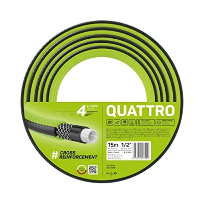 Imagen de Cellfast Manguera de jardín QUATTRO Duradera, Ligero 4 capas, resistente a los rayos UV, hilo, Trenzado Cruz, 20 bar, 1/2&quot; 15 m, 10 064