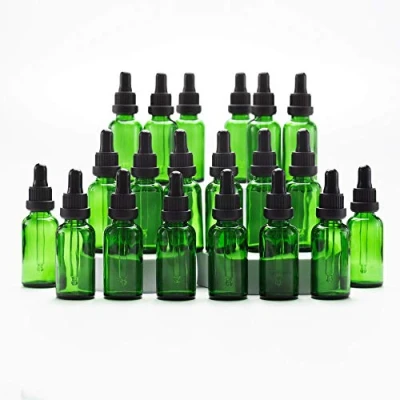Imagen de YIZHAO Verde Frasco Cuentagotas Cristal 30ml, con Goteros Cristal, para Aceite Esencial, Laboratorio, Aromaterapia, Fragancia, Masaje, Cosméticos, Viajes 24Pcs