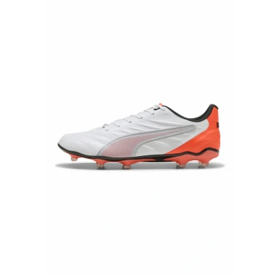 Imagen de PUMA King Pro FG/AG, Soccer Shoe Unisex Adulto, White Silver Glowing Red, 40.5 EU
