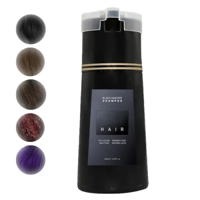 Imagen de Champú para Tinte Cabello,Champú de Instantáneo paraColorear,Champú paraTeñir el Cabello deLarga Duración,Champú deColor Natural paraCobertura deCabello Gris,paraMujeres yHombres (Negro)
