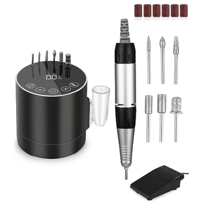 Imagen de Torno para Uñas 35000 RPM, Lima de Profesionales, Set Manicura y Pedicura con Pedal 6 Brocas, Uñas, Electrica Molinillo Eléctrico Gel o Acrilicas