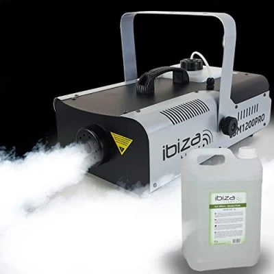 Imagen de Ibiza Light LSM1200PRO Máquina de humo programable con DMX, 2 mandos a distancia, 1200 W + 5 L líquido
