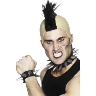 Imagen de Smiffys Gargantilla y muñequera punk, caucho suave