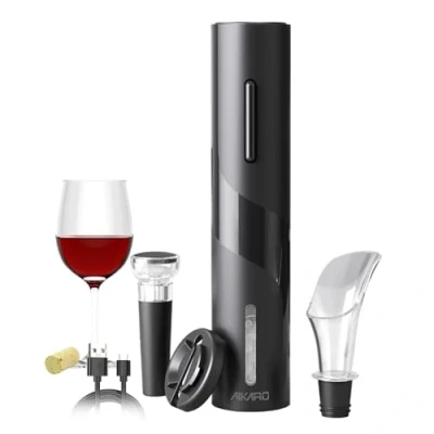 Imagen de AIKARO Sacacorchos Eléctrico Abrebotellas Automatico Electrónico (Set, Recargable)