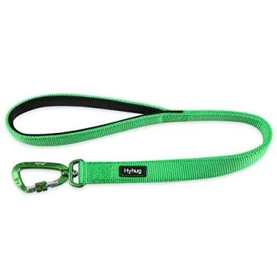 Imagen de Correa Corta Resistente de 61 cm Longitud con asa cómoda y Aluminio aviación Ligera para Perros Grandes medianos. (Verde Lima)