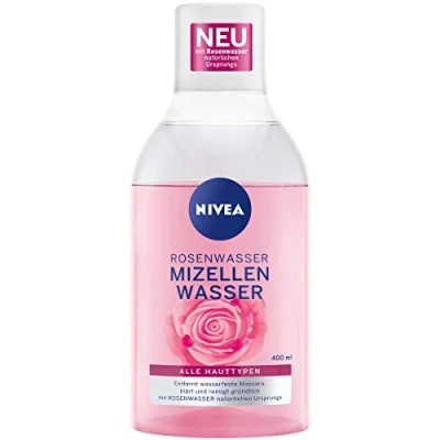 Imagen de NIVEA agua micelar de rosas (400 ml), limpieza facial con tecnología MicellAIR y natural, suave