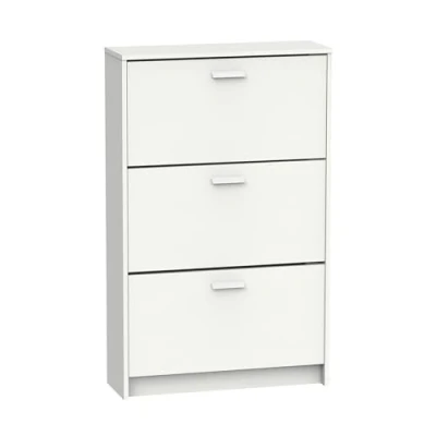 Imagen de MUEBLES PITARCH Zapatero Recibidor Mueble Auxiliar Estrecho 3 Puertas para Entrada Blanco, 18 Pares de Zapatos, 82x74x25cm, Colección Tibet