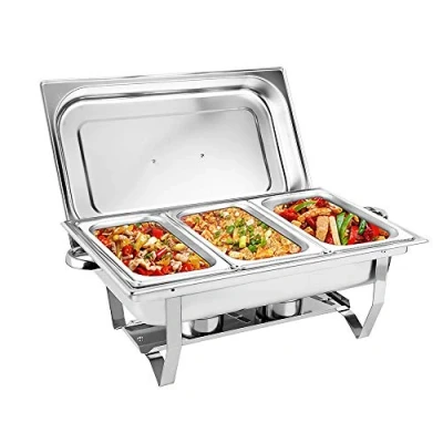 Imagen de Chafing Dish Calentador de Alimentos Buffet, Juego Profesional 3 Rejillas Acero Inoxidable Dish, calientaplatos, Alimentos, para Catering, Buffet y Fiestas