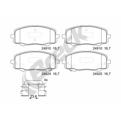 Imagen de BRECK 24910 00 702 Juego de pastillas freno con avisador acústico desgaste accesorios HYUNDAI: i20 I Hatchback