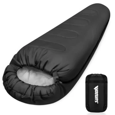 Imagen de Saco de Dormir Exterior para Camping 3 Estaciones Verano Adultos, 2 en 1, función Momia, cálido, Ligero, Impermeable, mochileros, Senderismo y Viajes