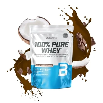 Imagen de BioTechUSA 100% Pure Whey Proteína en Polvo con BCAA y Glutamina Sin Gluten, Aceite de Palma, 454 g, Chocolate Coco