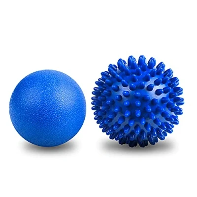 Imagen de URAQT Bolas de Masaje Miofascial, 2pcs Set Pelotas con Pinchos y Lacrosse, para Aliviar Dolores Musculares, Herramienta Alta Densidad