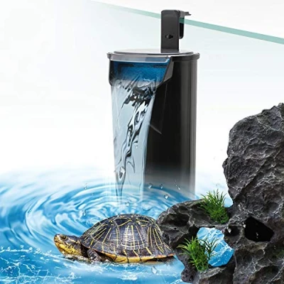 Imagen de SENZEAL Turtle Bomba de Cascada, Plástico ABS, Filtro Interno, 5W 220V / 50Hz 400L H Nivel Agua Bajo Limpio para Tanque Peces Reptiles Anfibios Negro
