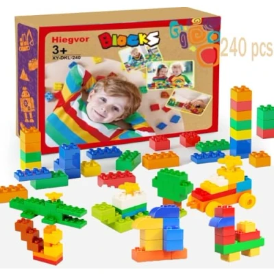 Imagen de 240 Piezas Juego clásico de bloques construcción Grandes,Grandes compatibles con Duplo,de Ladrillos regalo para niños y niñas 6+