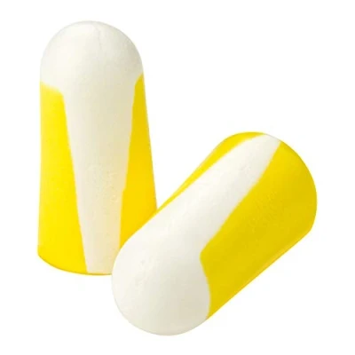 Imagen de Howard Leight by Honeywell Bilsom 303L Tapones para los oídos de espuma un solo uso 1005073, SNR 33 dB, grandes, amarillos y blancos, forma bala, sin cable (paquete 200 pares)