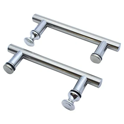 Imagen de KEABATH Tirador de puerta ducha acero inoxidable agujero a 125 mm con pomo plástico redondo para cristal, piezas repuesto 2 unidades
