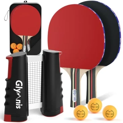 Imagen de Glymnis Palas Ping Pong, Set de Tenis Mesa, Incluye 2 Raquetas 3 Pelotas 1 Red Mesa Retráctil
