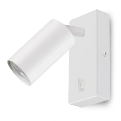 Imagen de Maclean MCE369 Aplique de Pared GU10 con Interruptor Máx. 40W Punto Giratorio Diseño Moderno para Salón, Dormitorio y Pasillo 55x100 mm (Blanco, luz blanca neutra 7W)