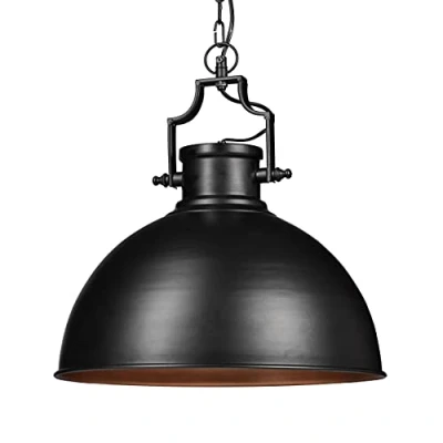 Imagen de Relaxdays Lámpara Techo Redonda Grande Industrial, Hierro, Negro, 155 x 40.5 cm, 40 W