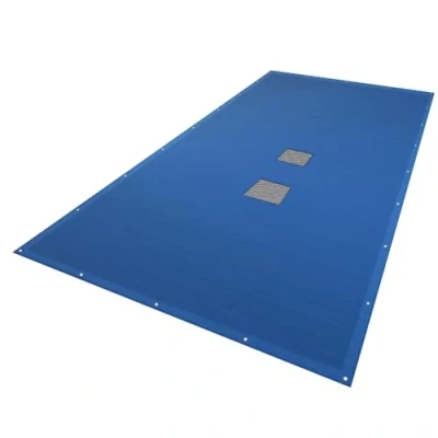Imagen de VOUNOT Lona para Piscina Rectangular 8 x 4 m, Cubierta Protectora PE de 160 g/m² con Red Central Drenaje, Funda Piscinas Anti UV Ojales Cada 100 cm, Azul Gris