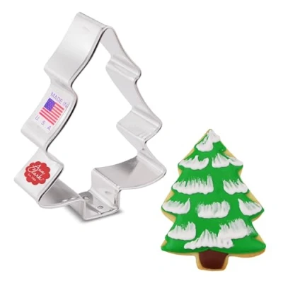 Imagen de Ann Clark Cookie Cutters Cortador de galletas árbol cubierto nieve 9 cm Acero fabricado en EE. UU.